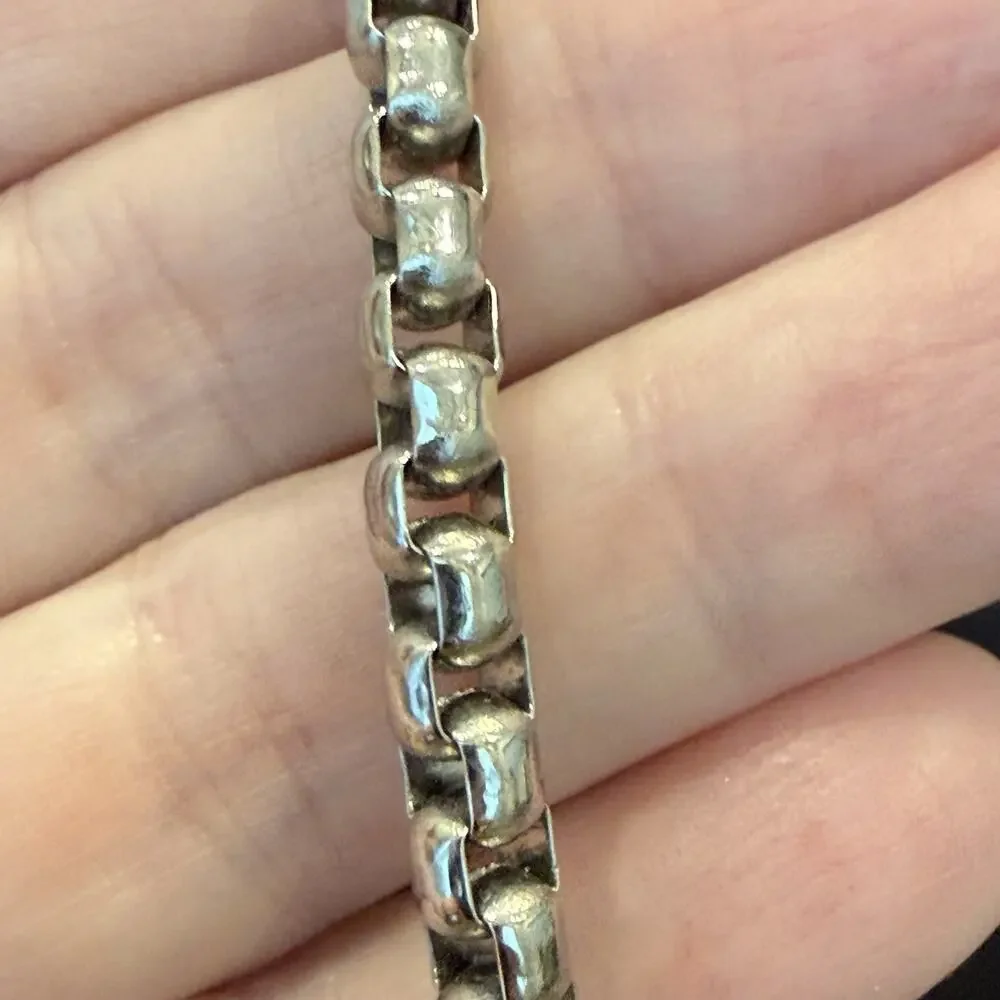SHR Stainless Steel Heavy Round Box Chain Necklace 57g Venetian Link 22” Length
